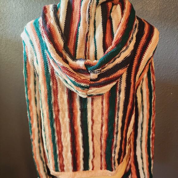 Roxy Sun Express Hooded Beachy Slouchy Striped Knit Sweater Size XS - Picture 7 of 11